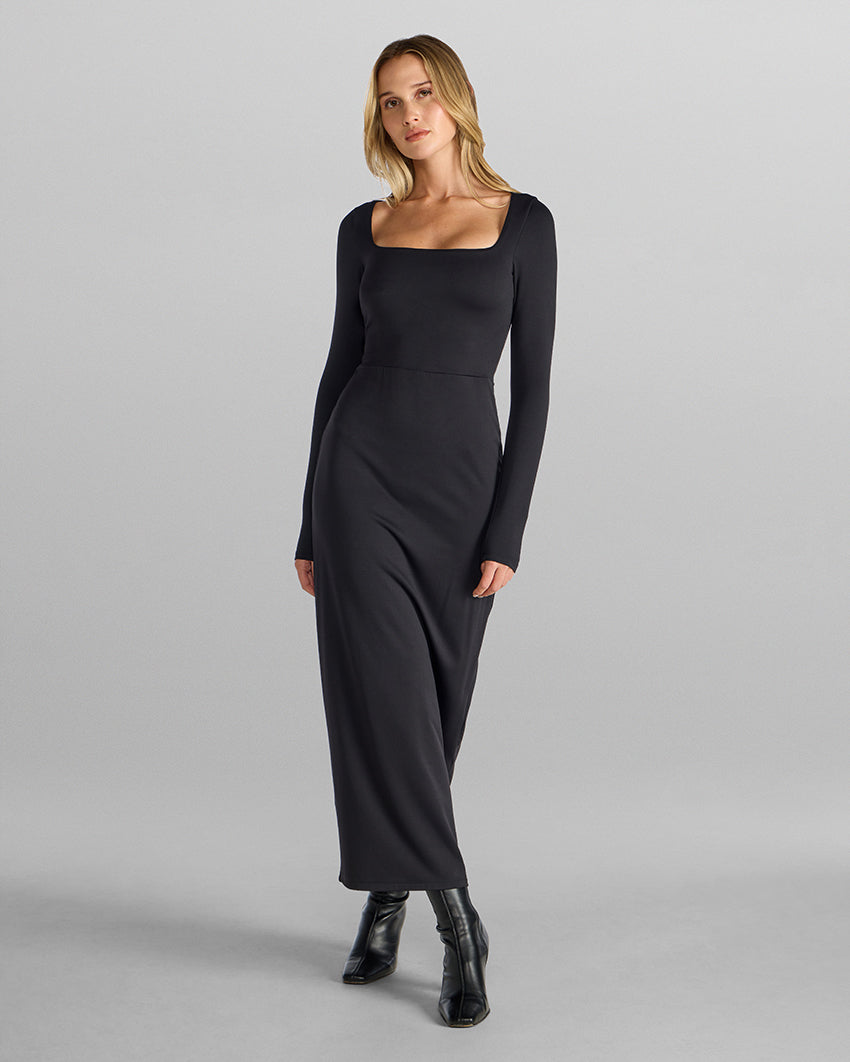 Essential Square Neck Long Sleeve Maxi Dress