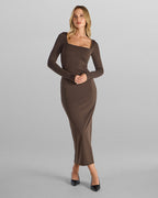 Essential Square Neck Long Sleeve Maxi Dress