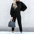 Black high neck sweater and drawstring trouser set
