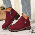 Burgundy ankle boots with 3.5 cm heel height detail