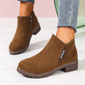 Brown chunky heel ankle boots, product photo