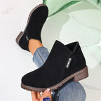 Black chunky platform ankle boots with side zip