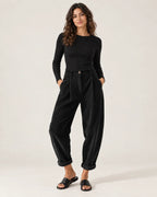Maisie | Women's High-Waisted Tapered Pants with Pleats