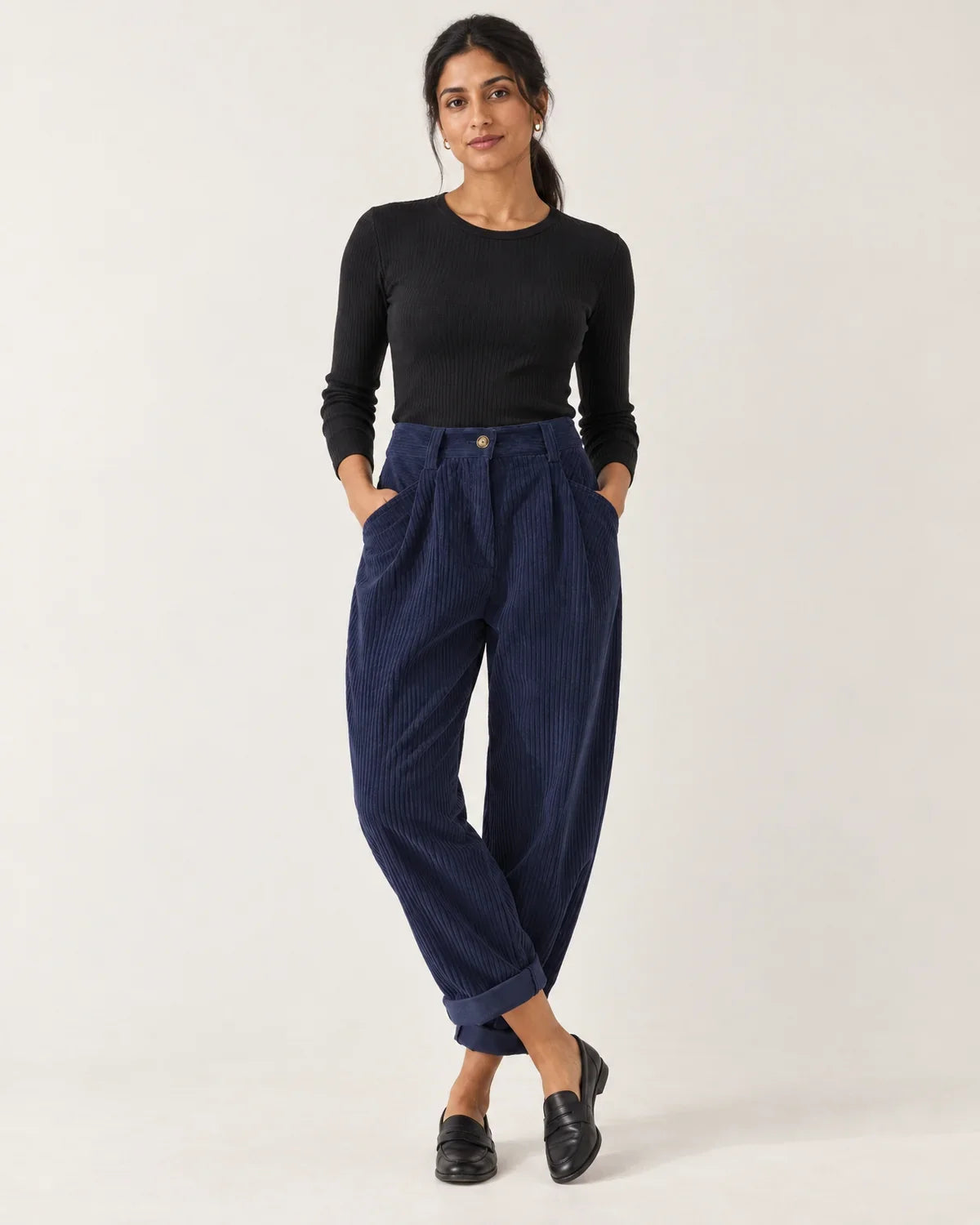 Maisie | Women's High-Waisted Tapered Pants with Pleats