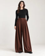 Clemence | Women's High-Waisted Pleated Wide-Leg Pants
