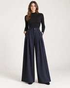 Clemence | Women's High-Waisted Pleated Wide-Leg Pants