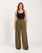 Clemence | Women's High-Waisted Pleated Wide-Leg Pants