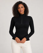 Talia | Women's Ribbed Half-Zip High Neck Long Sleeve Top