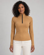 Talia | Women's Ribbed Half-Zip High Neck Long Sleeve Top