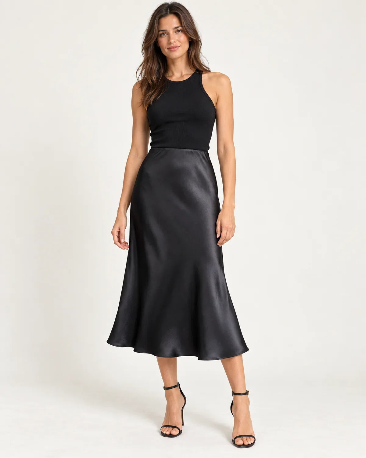 Saskia | Women's High-Waisted A-Line Midi Skirt