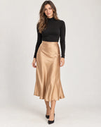 Saskia | Women's High-Waisted A-Line Midi Skirt
