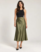 Saskia | Women's High-Waisted A-Line Midi Skirt