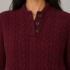 Rosalind | Women's Cable Knit Button-Neck Sweater