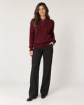 Rosalind | Women's Cable Knit Button-Neck Sweater
