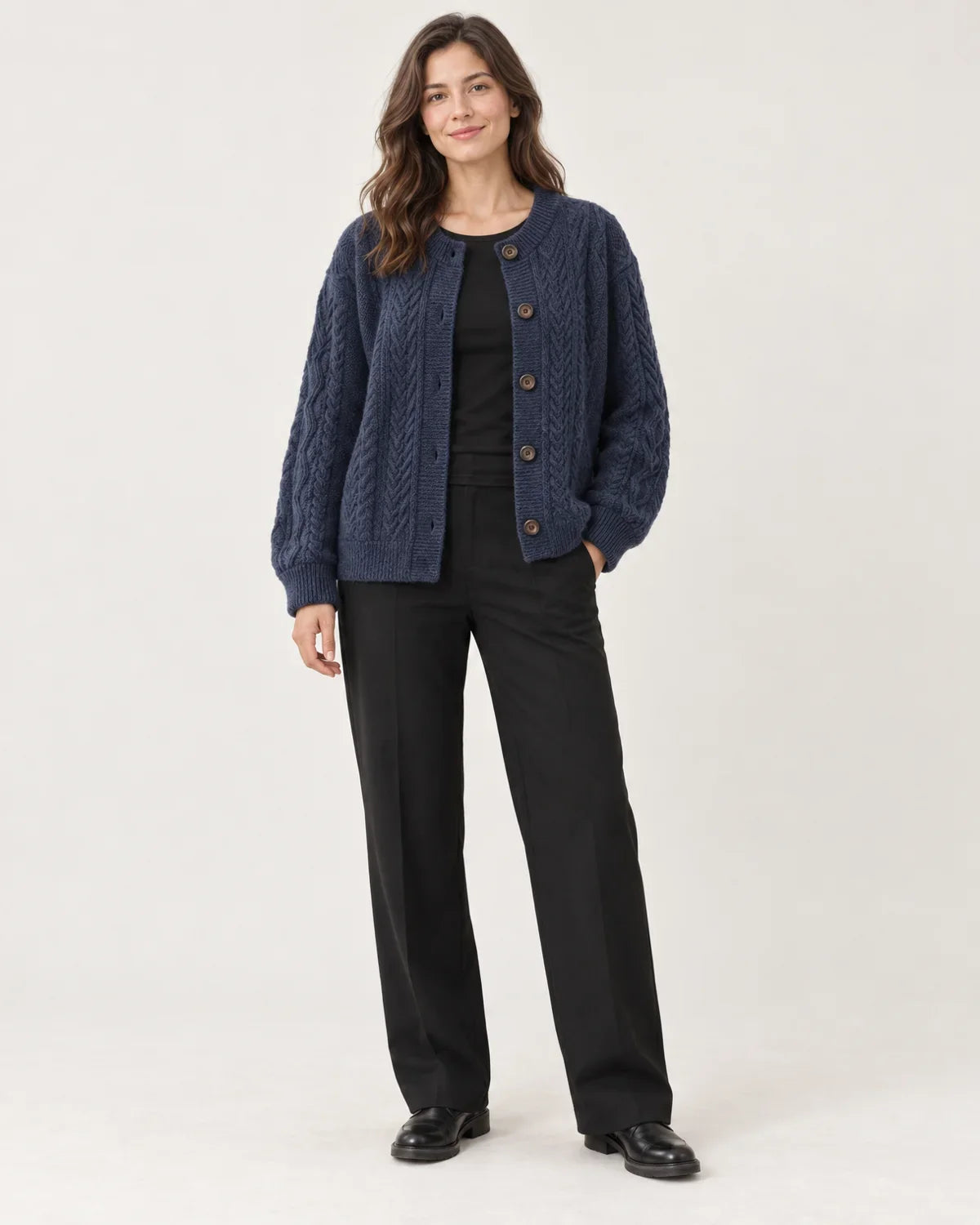Odile | Women's Cable Knit Button Cardigan