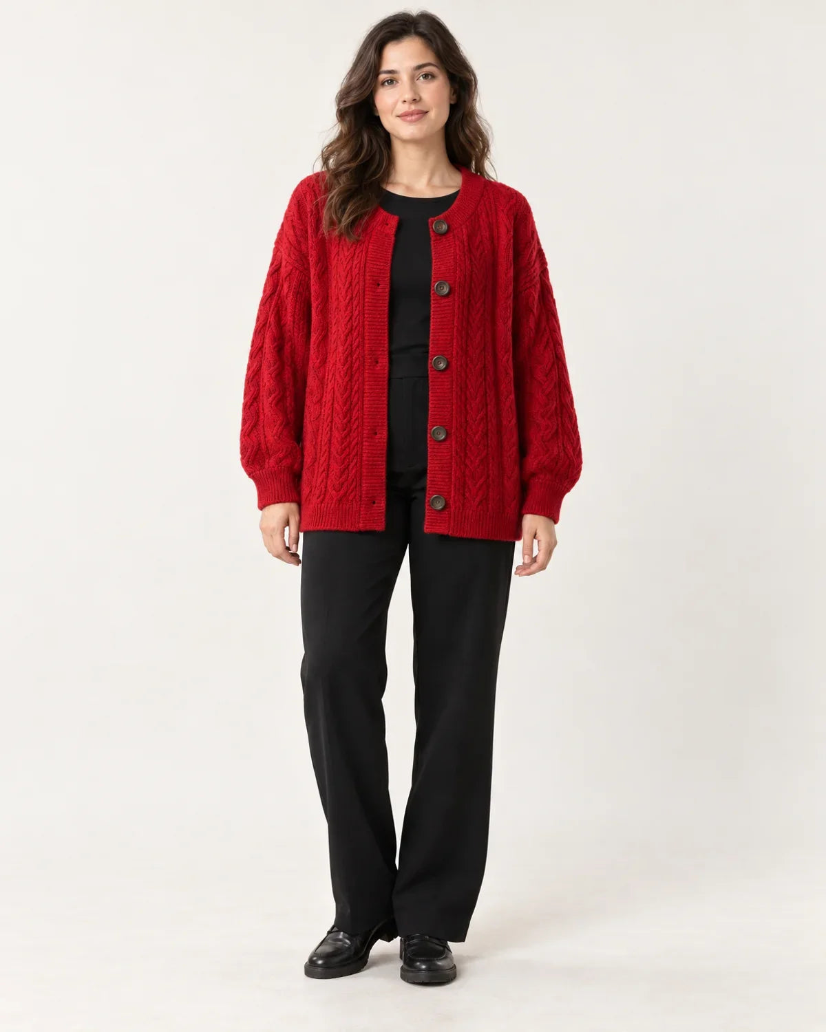 Odile | Women's Cable Knit Button Cardigan