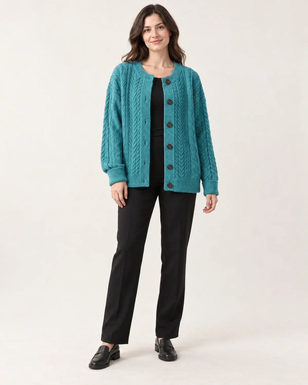 Odile | Women's Cable Knit Button Cardigan