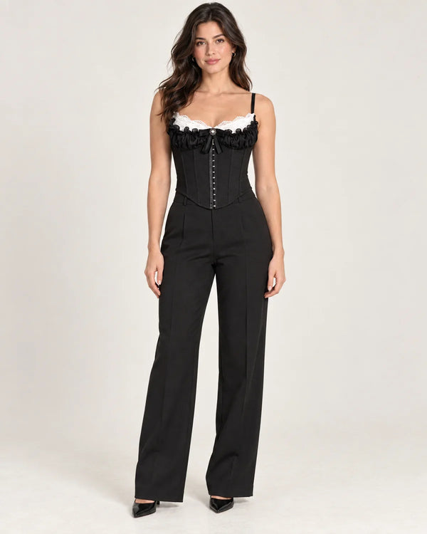 Delaney | Women's Lace-Trim Corset Top