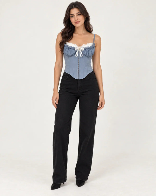 Delaney | Women's Lace-Trim Corset Top