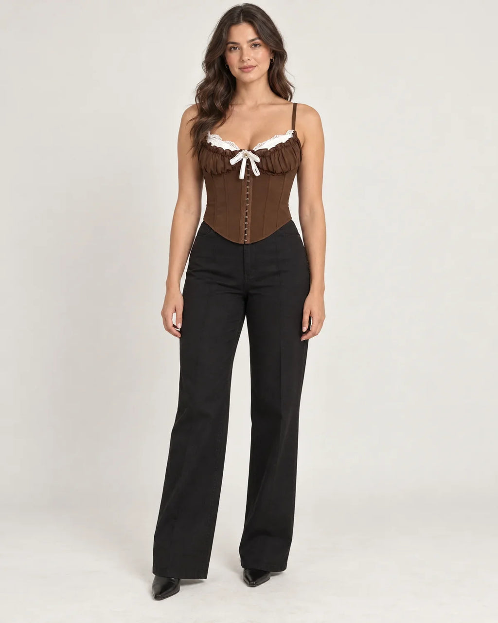 Delaney | Women's Lace-Trim Corset Top