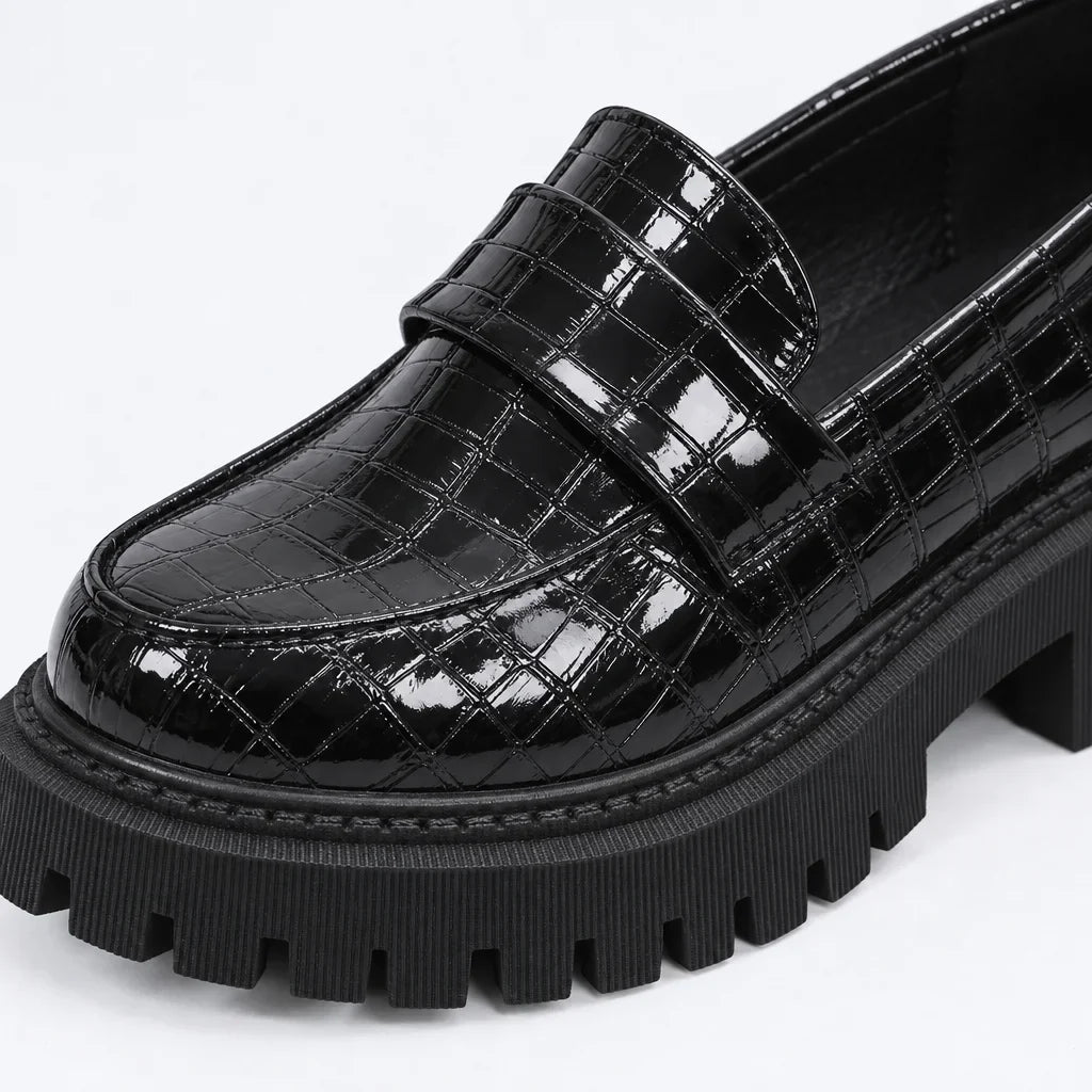 Marguerite | Women's Embossed Loafers with Lug Sole