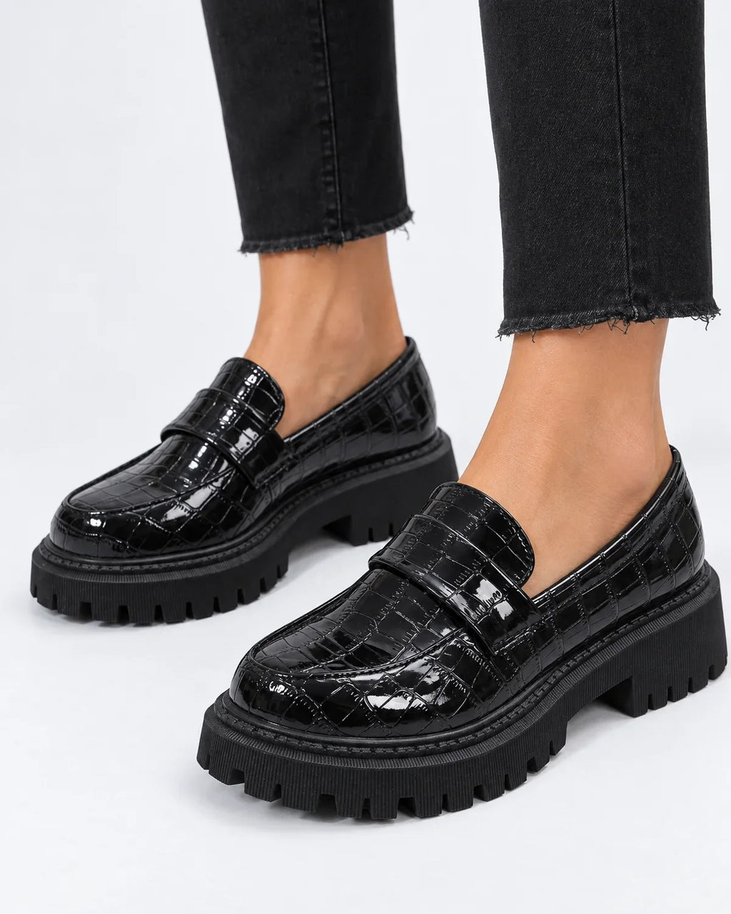 Marguerite | Women's Embossed Loafers with Lug Sole