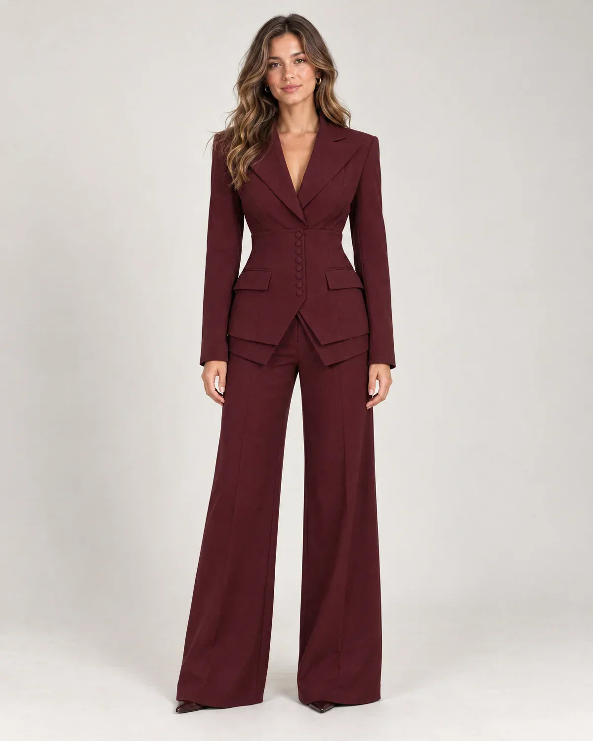 Fenna | Women's Three Piece Suit Set Blazer Vest Wide Leg Pants