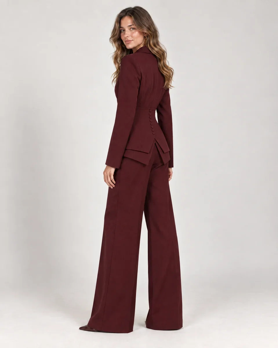 Fenna | Women's Three Piece Suit Set Blazer Vest Wide Leg Pants