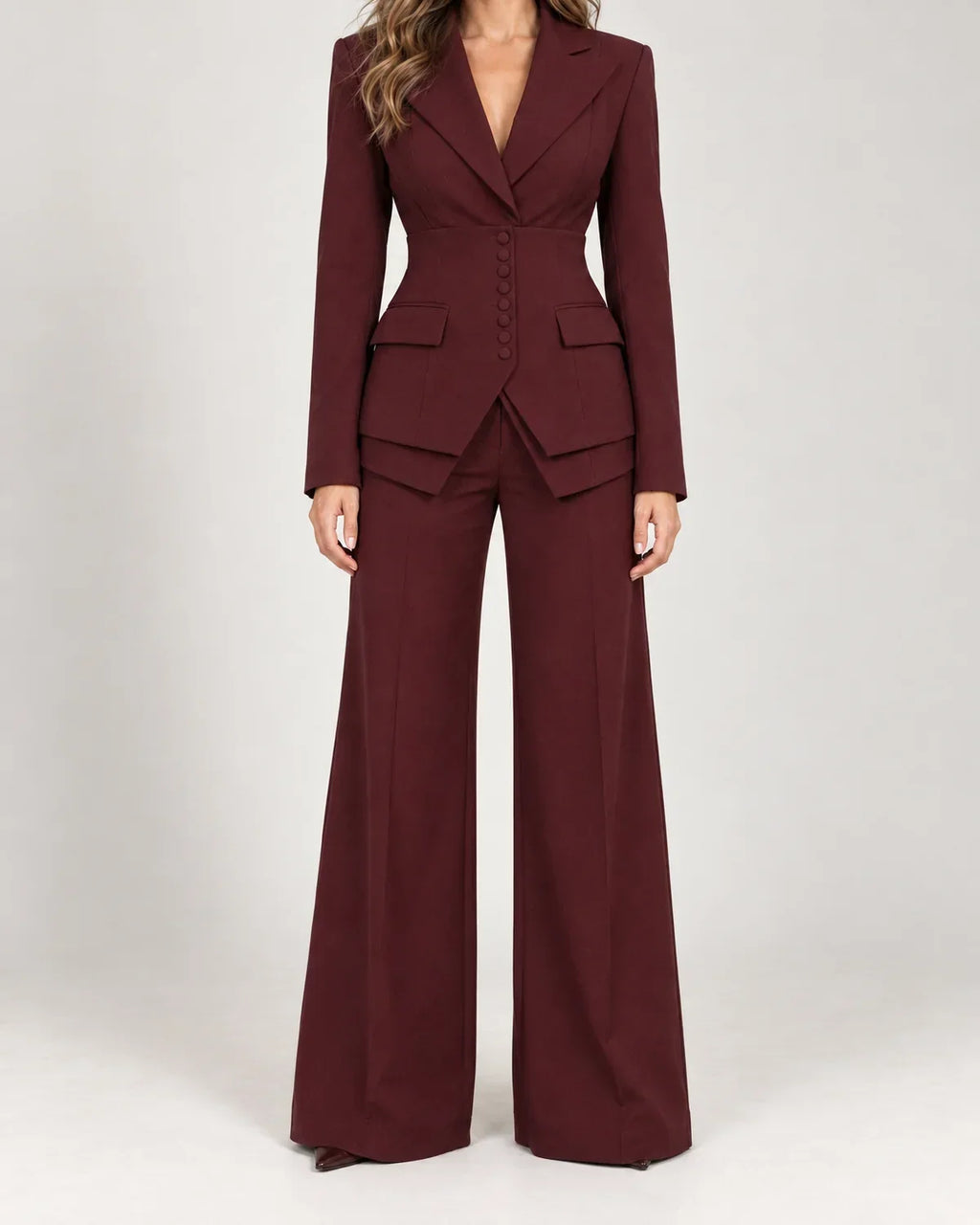 Fenna | Women's Three Piece Suit Set Blazer Vest Wide Leg Pants
