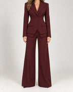 Fenna | Women's Three Piece Suit Set Blazer Vest Wide Leg Pants