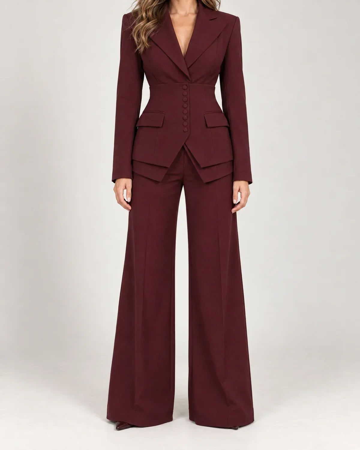 Fenna | Women's Three Piece Suit Set Blazer Vest Wide Leg Pants