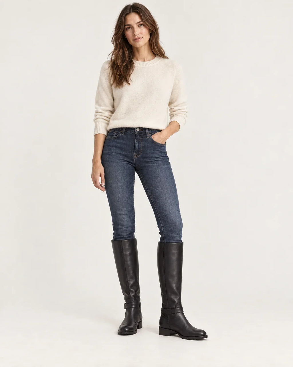 Linnea | Women's Knee-High Riding Boots with Buckle Strap