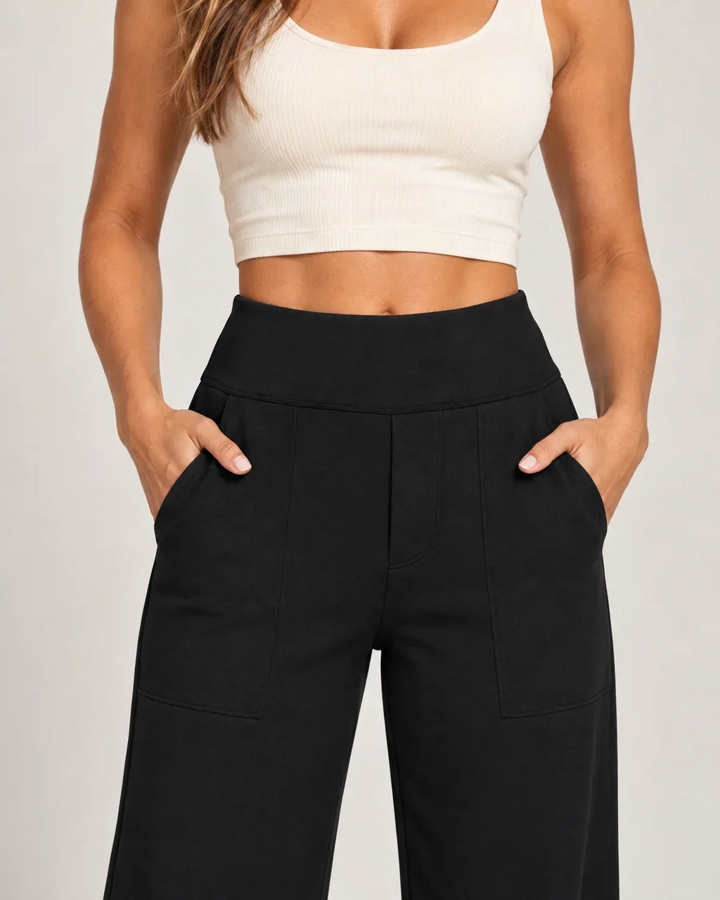 Willemijn | Women's High Waisted Pull On Pants with Pockets