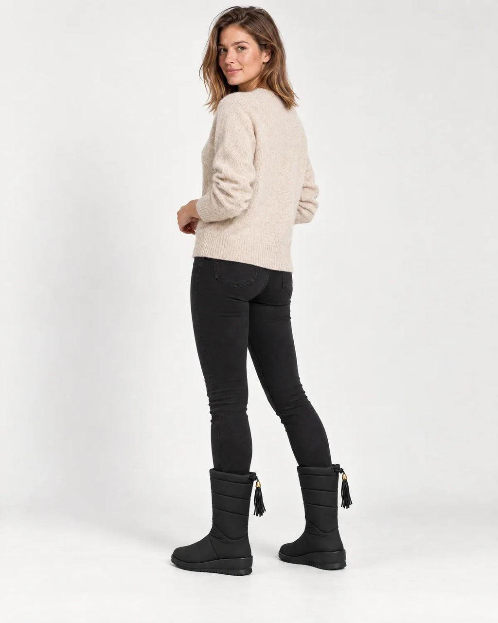 Sigrid | Women's Quilted Mid-Calf Winter Boots with Tassel Tie