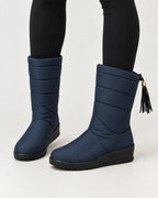Sigrid | Women's Quilted Mid-Calf Winter Boots with Tassel Tie