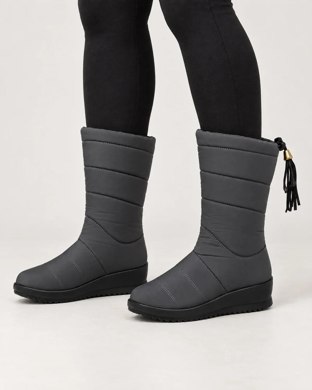 Sigrid | Women's Quilted Mid-Calf Winter Boots with Tassel Tie