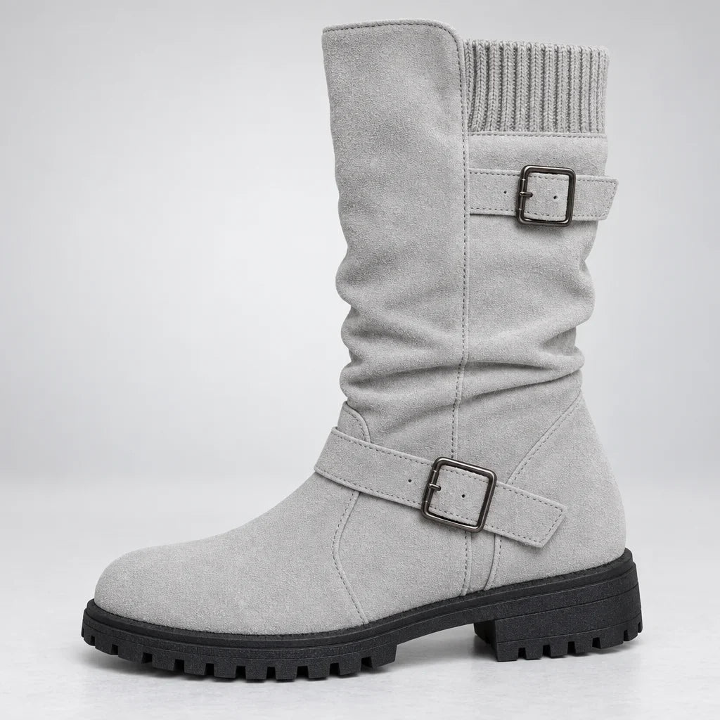 Solaine | Women's Buckle-Strap Knee Boots