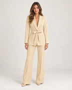 Solene | Women's Belted Blazer and High-Waisted Wide-Leg Pant Suit