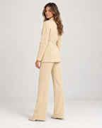 Solene | Women's Belted Blazer and High-Waisted Wide-Leg Pant Suit