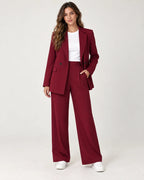 Solveig | Women's Longline Blazer and Wide-Leg Pant Suit Set