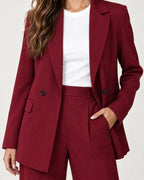 Solveig | Women's Longline Blazer and Wide-Leg Pant Suit Set
