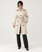 Vivienne | Women's Belted Double-Breasted Trench Coat with Tie Cuffs