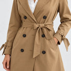 Vivienne | Women's Belted Double-Breasted Trench Coat with Tie Cuffs