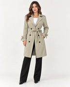 Vivienne | Women's Belted Double-Breasted Trench Coat with Tie Cuffs
