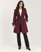 Vivienne | Women's Belted Double-Breasted Trench Coat with Tie Cuffs