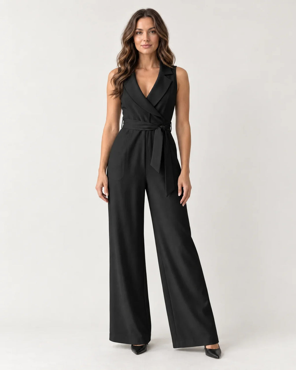 Genevieve | Women's Tailored Wrap Jumpsuit with Wide Leg