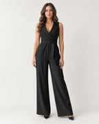 Genevieve | Women's Tailored Wrap Jumpsuit with Wide Leg
