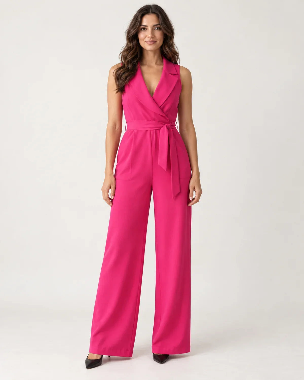 Genevieve | Women's Tailored Wrap Jumpsuit with Wide Leg