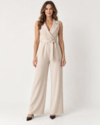 Genevieve | Women's Tailored Wrap Jumpsuit with Wide Leg