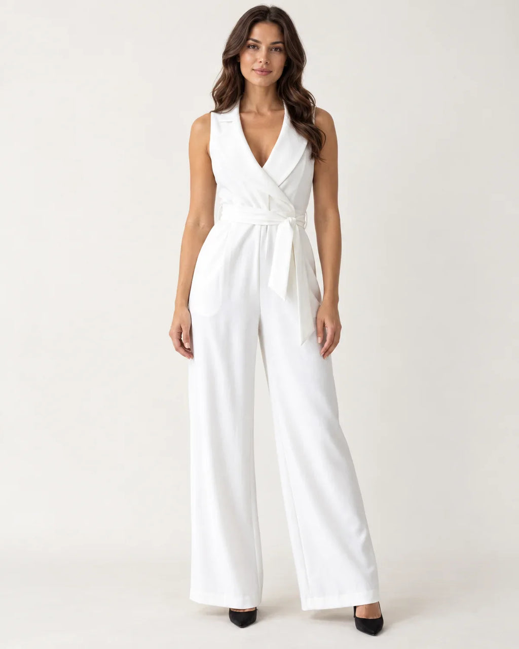 Genevieve | Women's Tailored Wrap Jumpsuit with Wide Leg